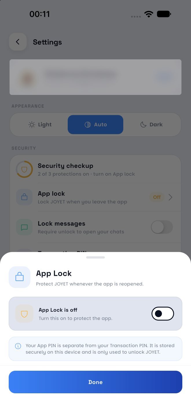 App lock settings
