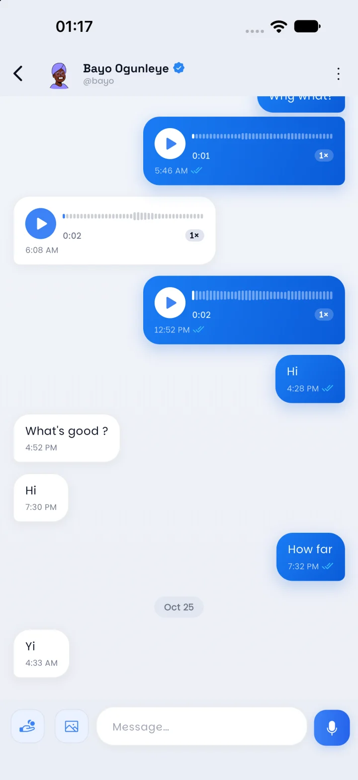 Chat conversation with voice notes