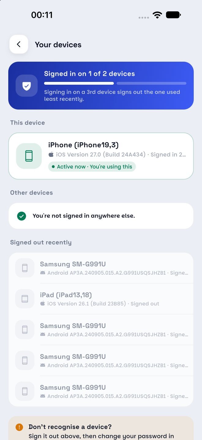 Your devices screen