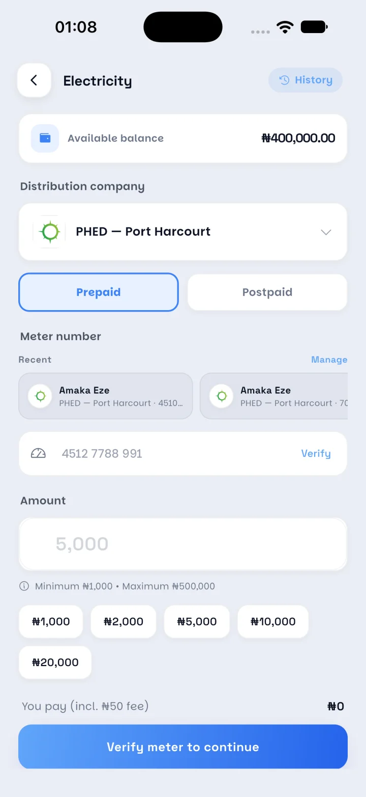 Paying an electricity bill in JOYET